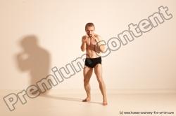 Underwear Martial art Man White Moving poses Slim Short Blond Dynamic poses Academic